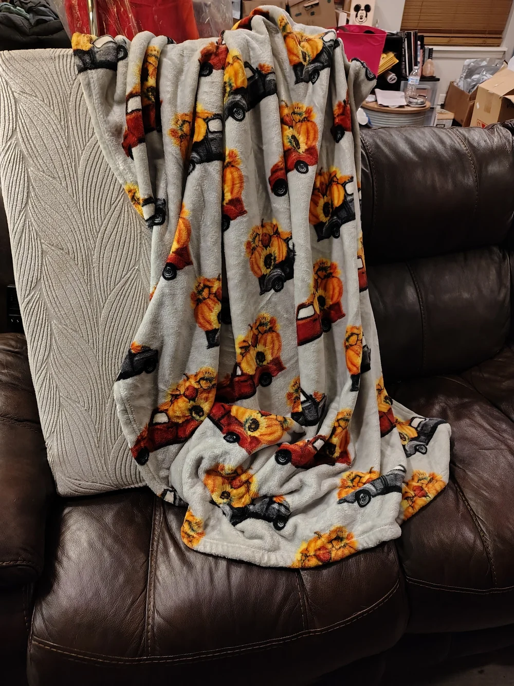 Cozy Kids Pajama Blanket with Red And Black Truck & Sunflower Pumpkin 60